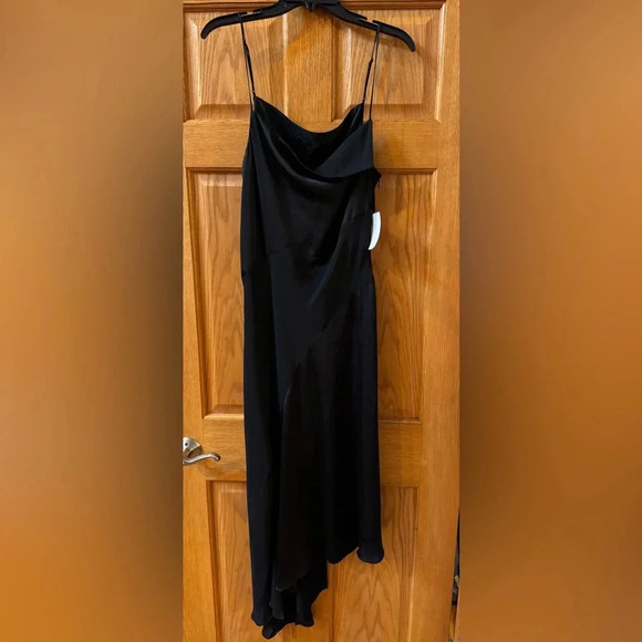 AllSaints Una satin midi Black Women’s dress Size 10 - Picture 6 of 6